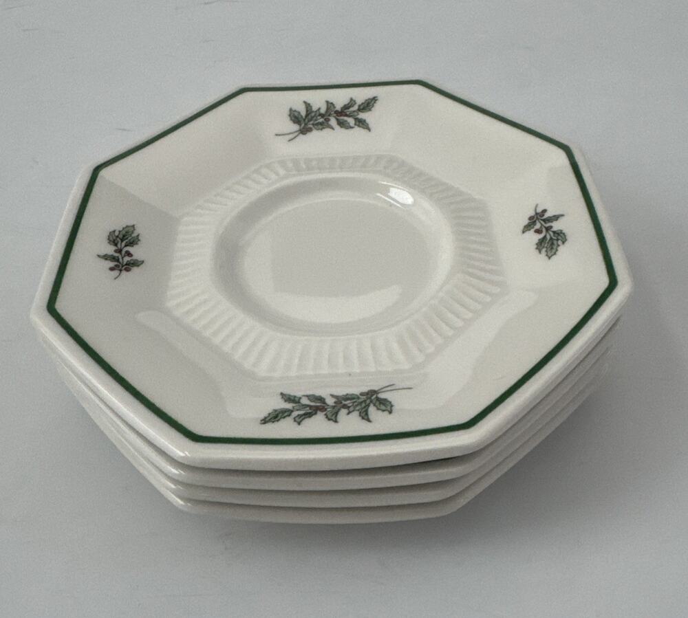 NIKKO Ceramic Christmastime Collection Vintage Tea Saucers 1980’s Japan 6" Set 4